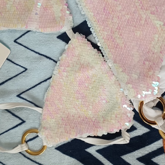 Beach Bunny Siren's Song XS Triangle Top Lg Skimpy Tie Side Bottom NWT - Picture 9 of 14